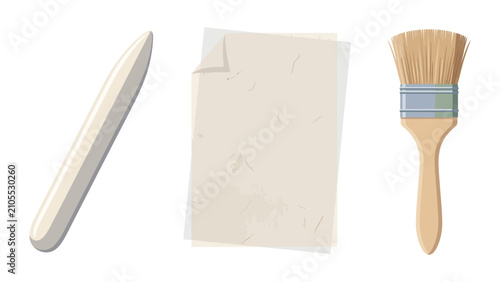 Quadro su tela Bookbinding and restoration tools including bone folder and glue brush