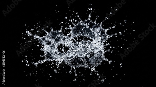 Konstfotografi Dynamic Abstract Water Splash with Flying Droplets