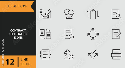 Tableau sur toile Legal Contract Negotiation Icons For Business Deals Dispute Resolution and Agree