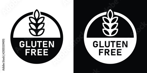 Fotografie Modern circular gluten free logo design dividing a wheat ear graphic and text, suitable for healthy lifestyle branding, allergen-free menus, and natural organic product seals