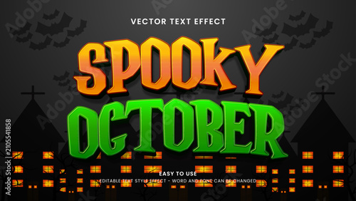 Editable text effect spooky october 3d style premium vector