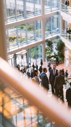 Professionals collaborate through conversations, workshops, and conference meetings focused on innovation, communication, and business development.