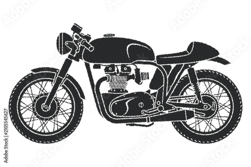 Photos Vintage cafe racer motorcycle silhouette, classic black motorbike vector illustr