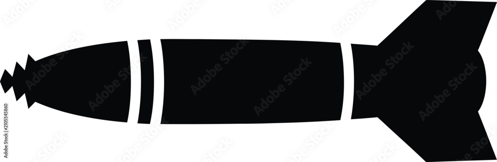 Obraz premium Silhouette design of an aerial military bomb projectile icon vector