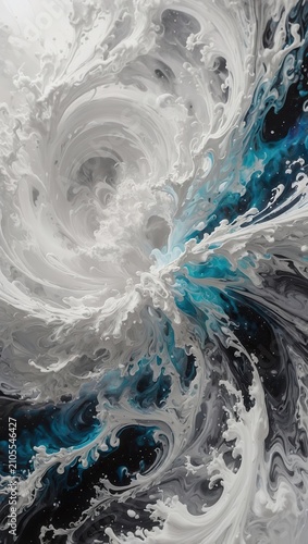 Splash like fractal forms blue and white