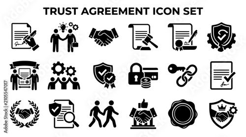 Bild auf Leinwand Trust agreement icon set