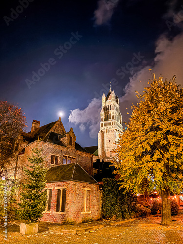 Antique building view in Old Town Bruges, Belgium
