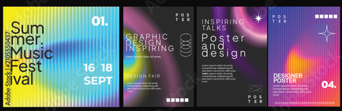 Bild auf Leinwand Abstract graphic design posters with gradients, geometric shapes, collage and typography