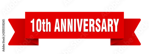 Фотография 10th anniversary ribbon isolated on transparent background