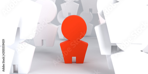 Outstanding Employee in a Crowd – 3D Business Concept of Leadership and Talent Recognition