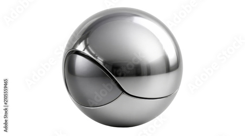 Metallic sphere with curved seam on Transparent Background