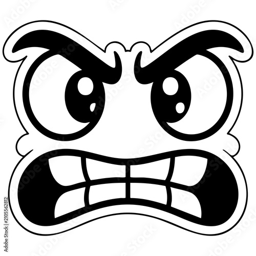 Canvas Print Furious Emoji Face Illustration With Angry Eyes And Teeth Showing Frown Isolated