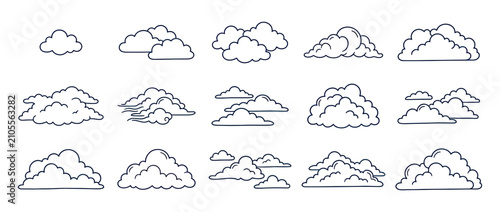 Schilderij op canvas Hand-drawn Cloud Collection Vector Art