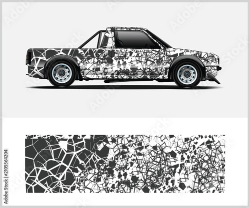 Stylish Black and White Car Wrap Design