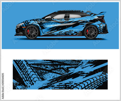 Dynamic Blue Sports Car Wrap Design