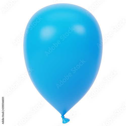 Blue balloon 3d render icon in cartoon plastic style minimal isolated on transparent white background	
