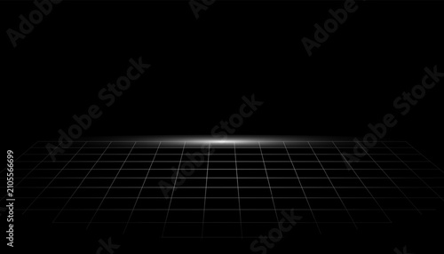 Retro 80s synthwave grid landscape with horizon glow vaporwave aesthetic background