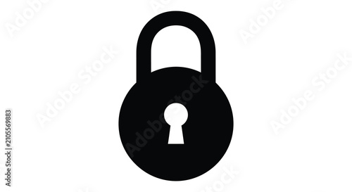 Padlock Silhouette Against A White Background Minimalist Design