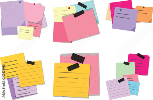 Colorful sticky paper bundle collection isolated notes for planners scrapbooking creative projects