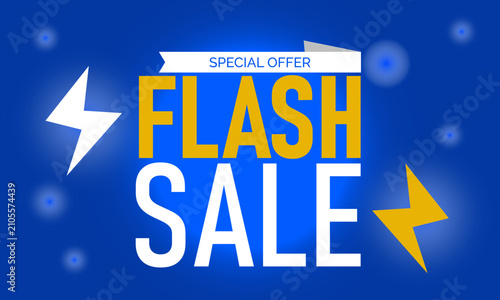 Flash sale banner template design for web or social media Design with blue gradient backgrounjd
