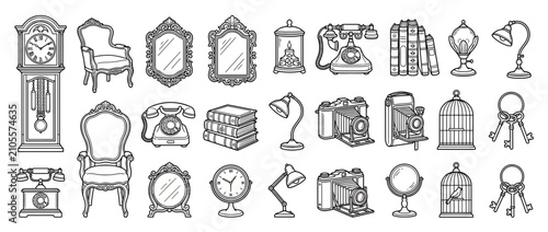 Foto Vintage Objects Collection Sketch Drawing