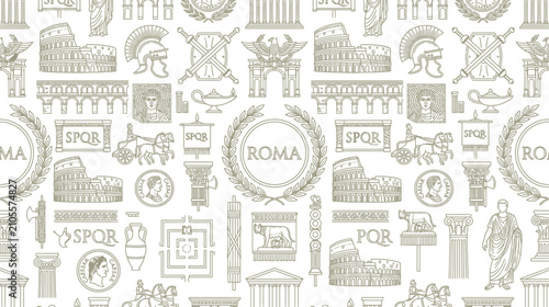 Bild auf Leinwand Ancient Roman Symbols Pattern Illustration