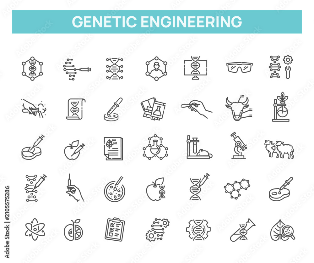Fototapeta premium Genetic engineering icons set