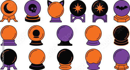 Foto Halloween crystal balls collection spooky fortune telling orbs for festive desig