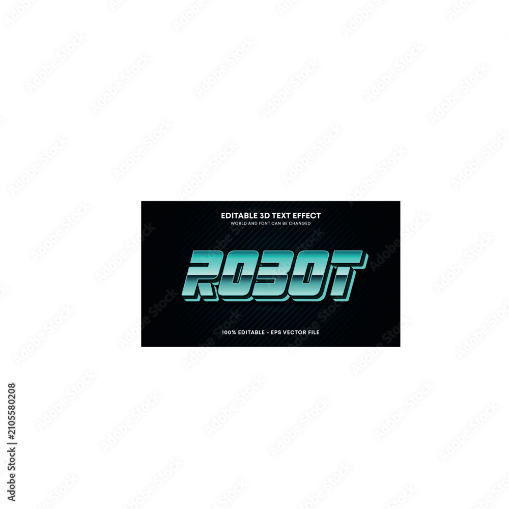 Obraz premium Retro Robot Cyan Gradient Editable 3D Text Effect Style Vector Typography Template for Gaming Poster Social Media Banner