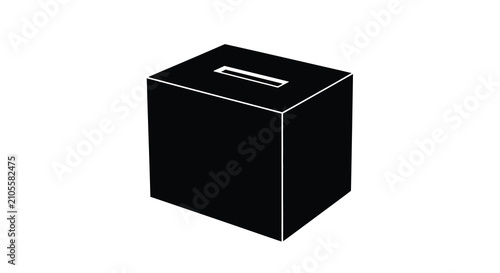 Bild auf Leinwand Black donation box silhouette against a white background a simple geometric form