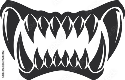 Bild auf Leinwand Vector illustration of a monster mouth with sharp teeth isolated on white backgr