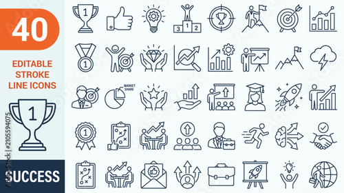 Obraz na płótnie Success web icons in line style