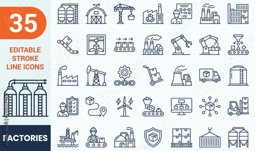 Obraz na płótnie Factories web icons in line style