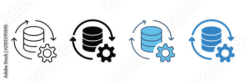 Foto Database management icons featuring multiple vector styles for data storage serv