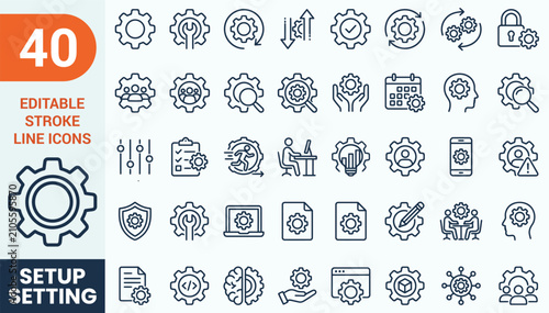 Fotografía Setup and Settings web icons in line style