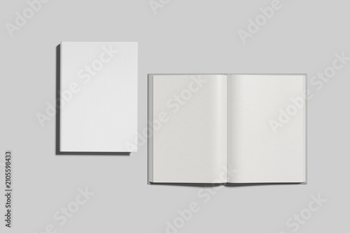 Foto Blank Book Mockup Isolated on Soft Gray Background