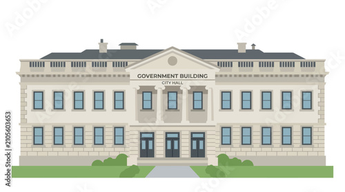 Government Building Illustration for Constitution Day and Commemoration Event
