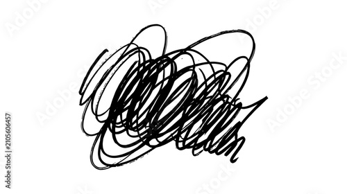 Abstract Black Scribble Mark on White Background