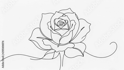Elegant Rose Line Art Animation for Wedding Background Romantic Floral Minimal Vector Design 4K Stock Video.