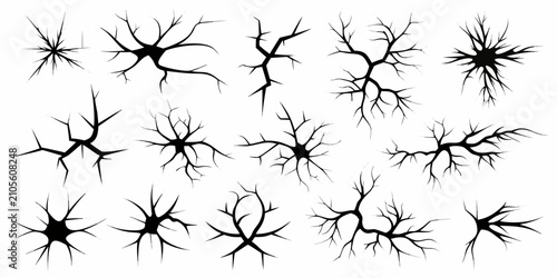 Quadro su tela Black Crack Illustrations Set On White Background