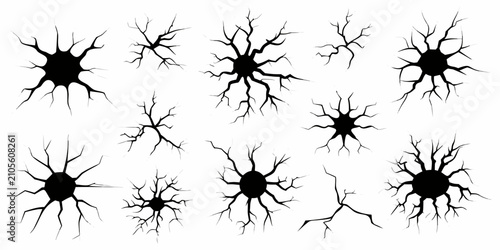 Quadro su tela Black crack illustrations set on a white background