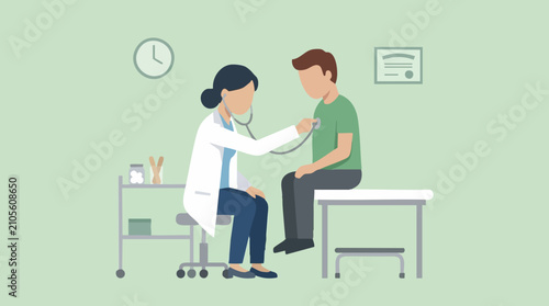 Schilderij op canvas Doctor performing medical examination on male patient in clinic
