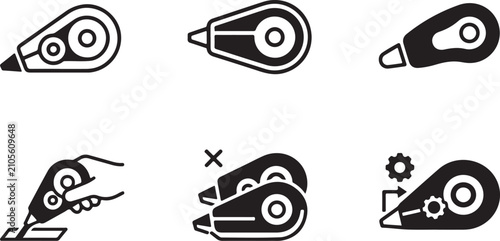 Tablou pe pânză Step-by-step tape dispenser usage icons Vector