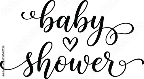 Elegant baby shower calligraphy design with heart accent for celebrations