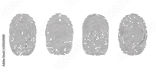 Obraz na płótnie Fingerprint identification patterns collection for biometric security and digital access verification
