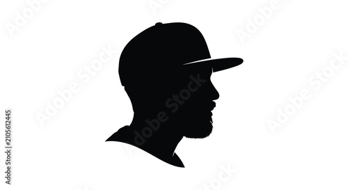 Obraz na plátně Silhouette of a man wearing a cap and beard against a white background a stark g