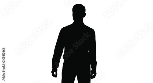 Canvastavla Man s silhouette stands against a white background depicting a full body human f