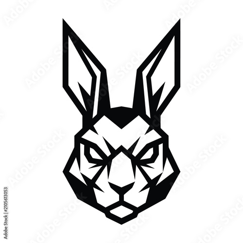 Фотография Geometric rabbit head with sharp eyes and pointed ears