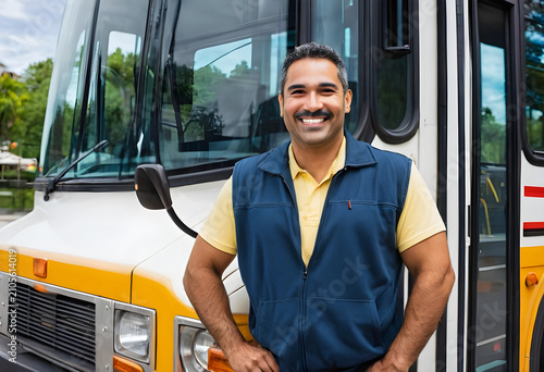 Smiling hispanic male bus d...