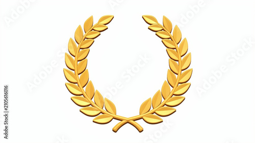 Golden laurel wreath symbolizing victory achievement and celebration on white background for awards and recognition themes